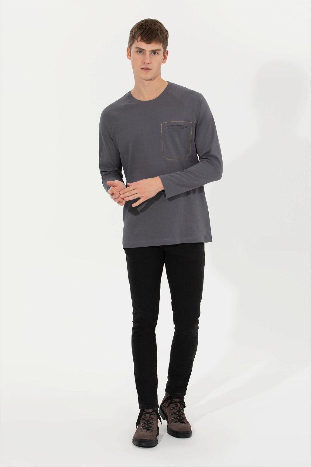 U. S. Polo Assn Мужской комфортный свитшот антрацитового цвета с круглым вырезом - U.s. polo assn фото 10