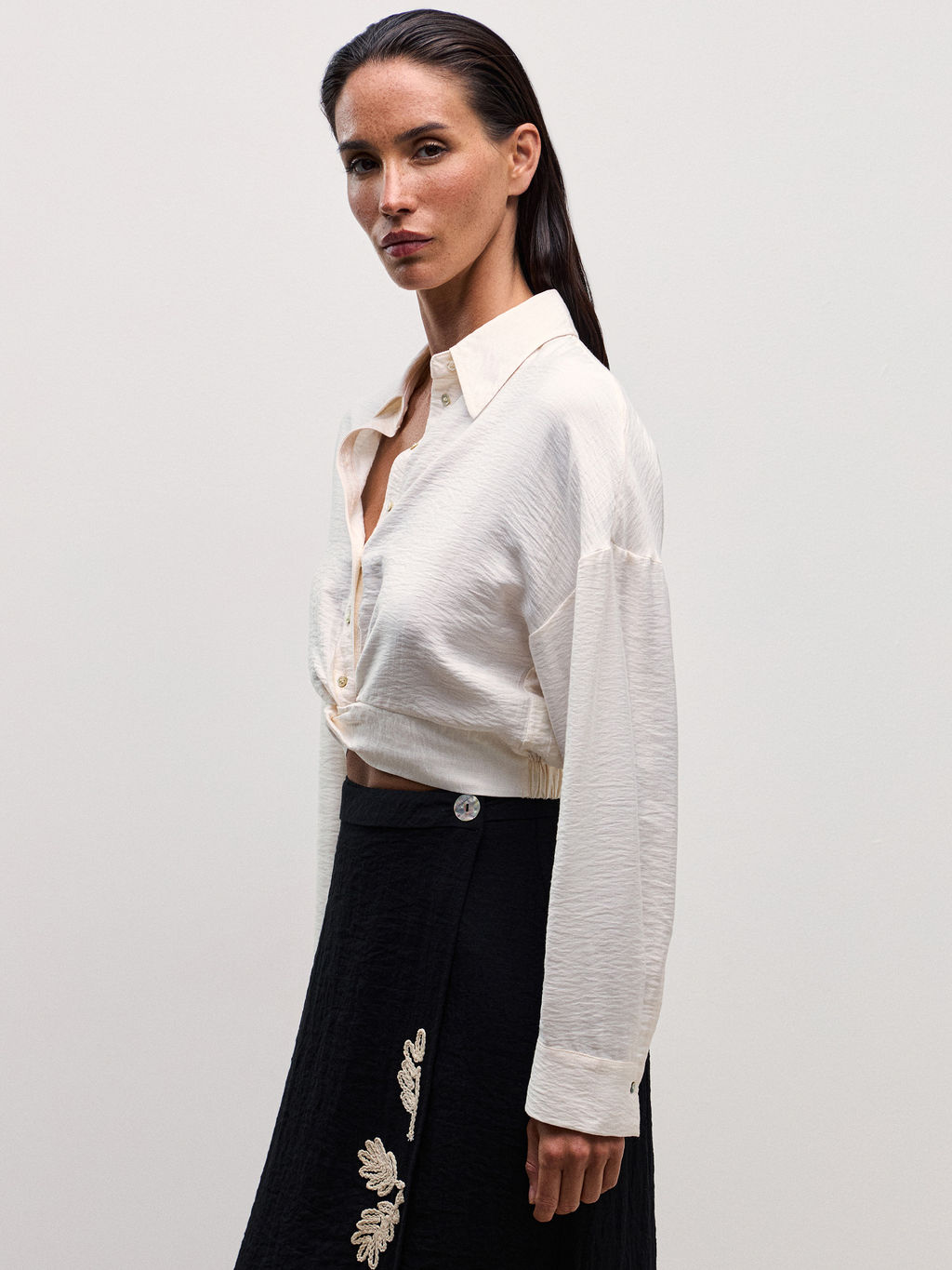 Укороченная рубашка из вискозы / Zarina  фото 7