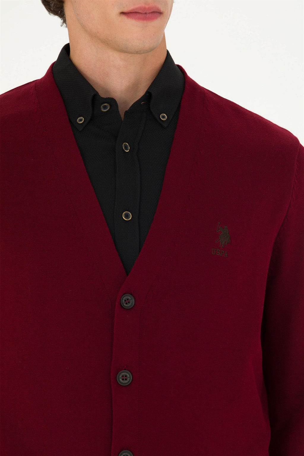 U. S. Polo Assn Мужской бордовый базовый трикотажный кардиган - U.s. polo assn фото 7