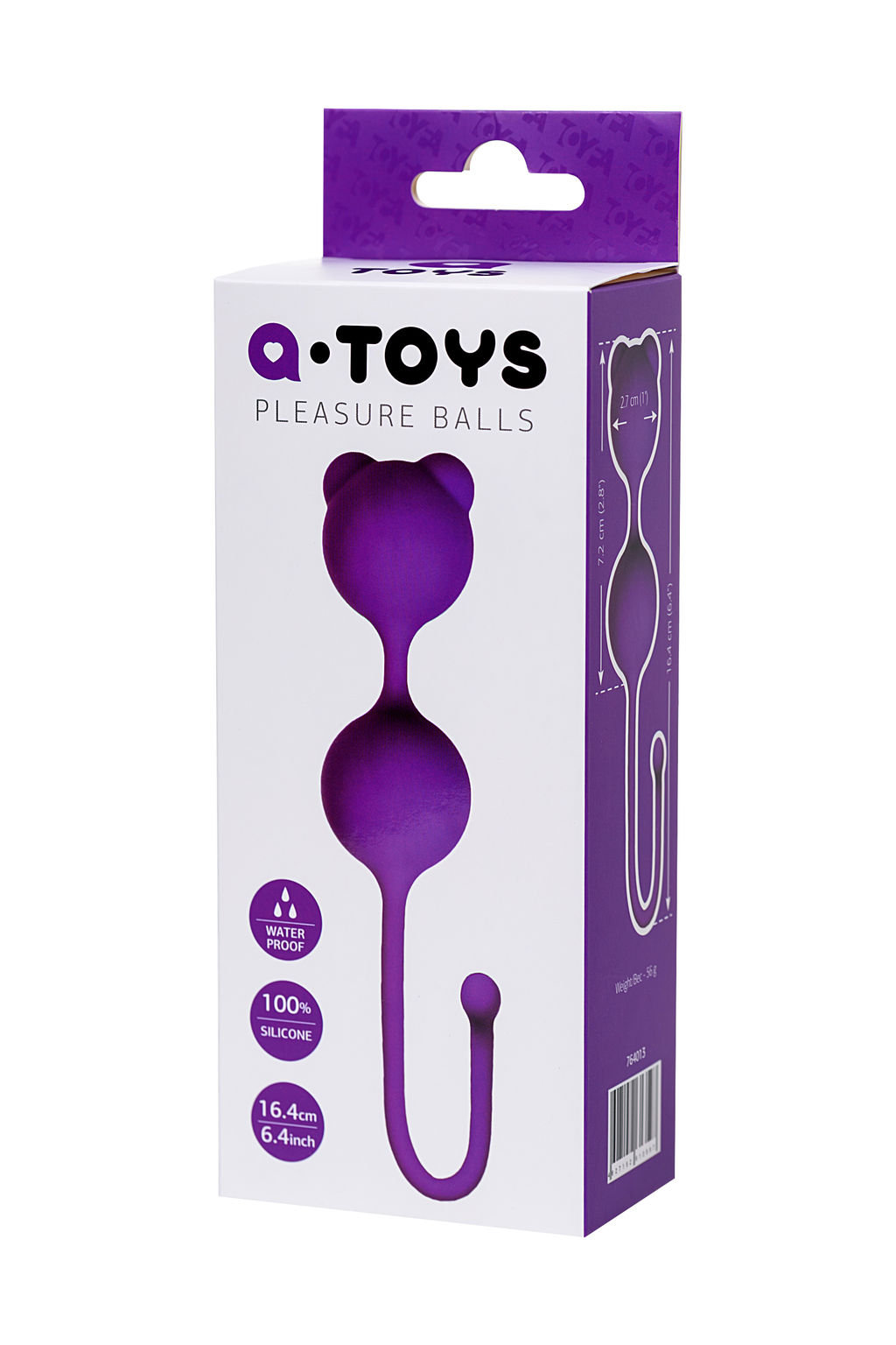 Вагинальные шарики A-Toys by TOYFA Meeko, силикон, фиолетовые, 16,4 см, 2,7 см  фото 4