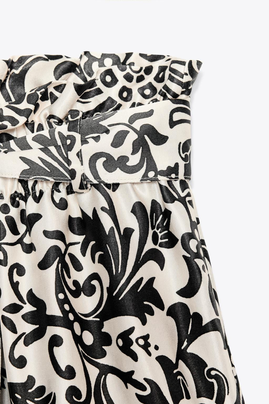 PRINTED SATIN PAPERBAG BERMUDA SHORTS - Zara фото 7