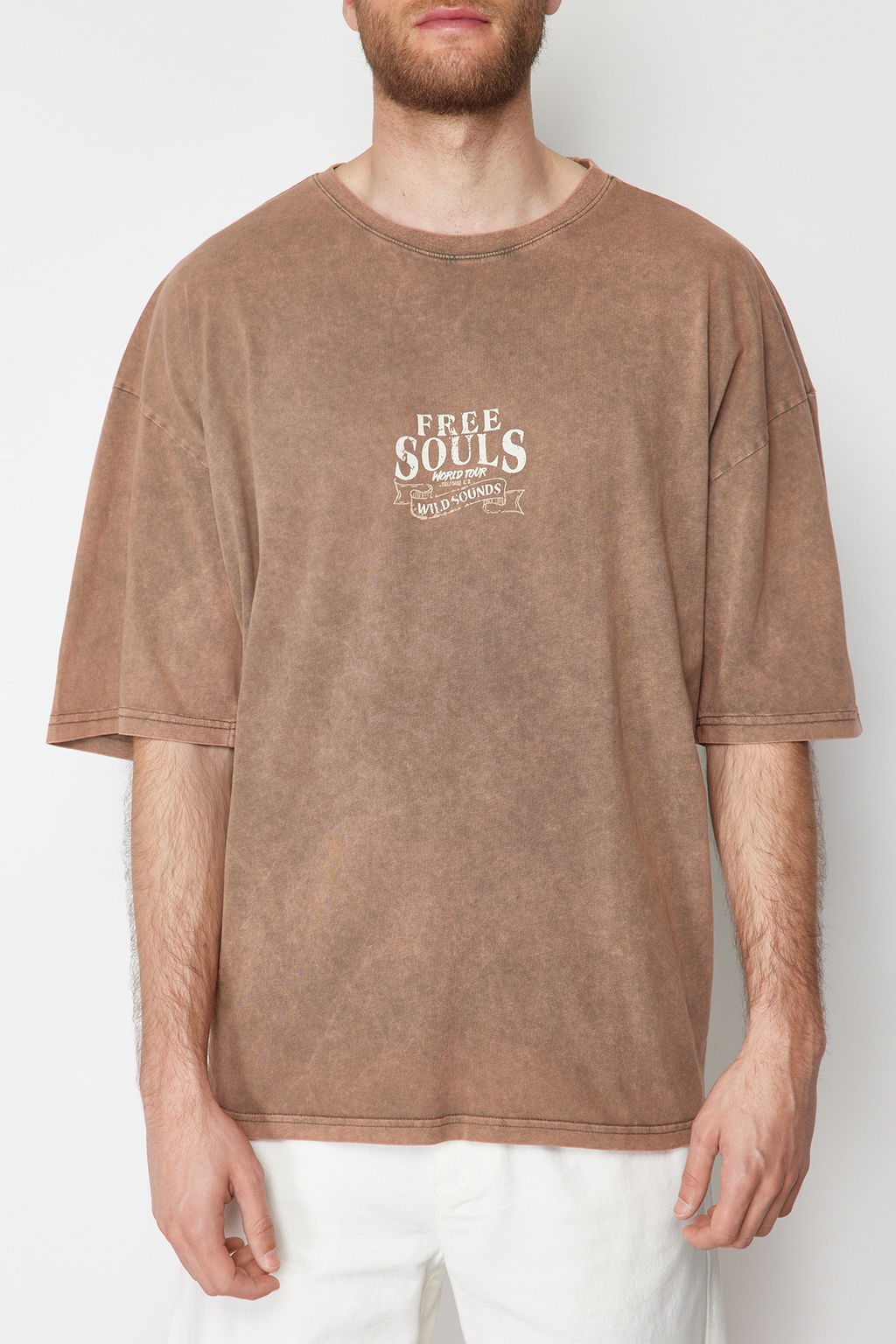 TRENDYOL MAN Antrasit Unisex Oversize/Genis Kesim Soluk Efektli Kartal Bask?l? %100 Pamuk T-Shirt TMNSS24TS00006 - Trendyolmilla фото 17