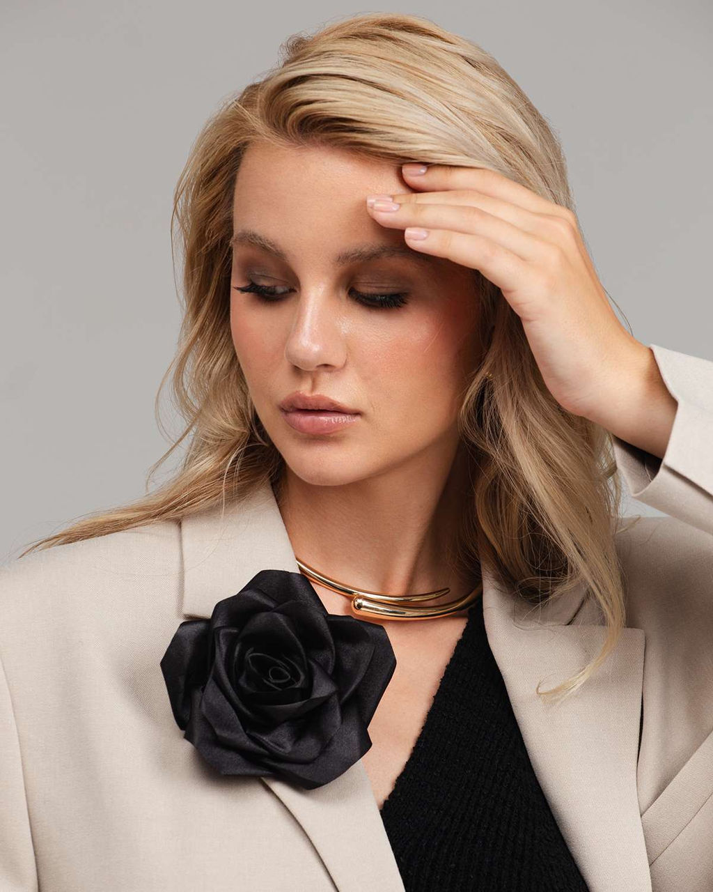 Авторская атласная Брошь цветок