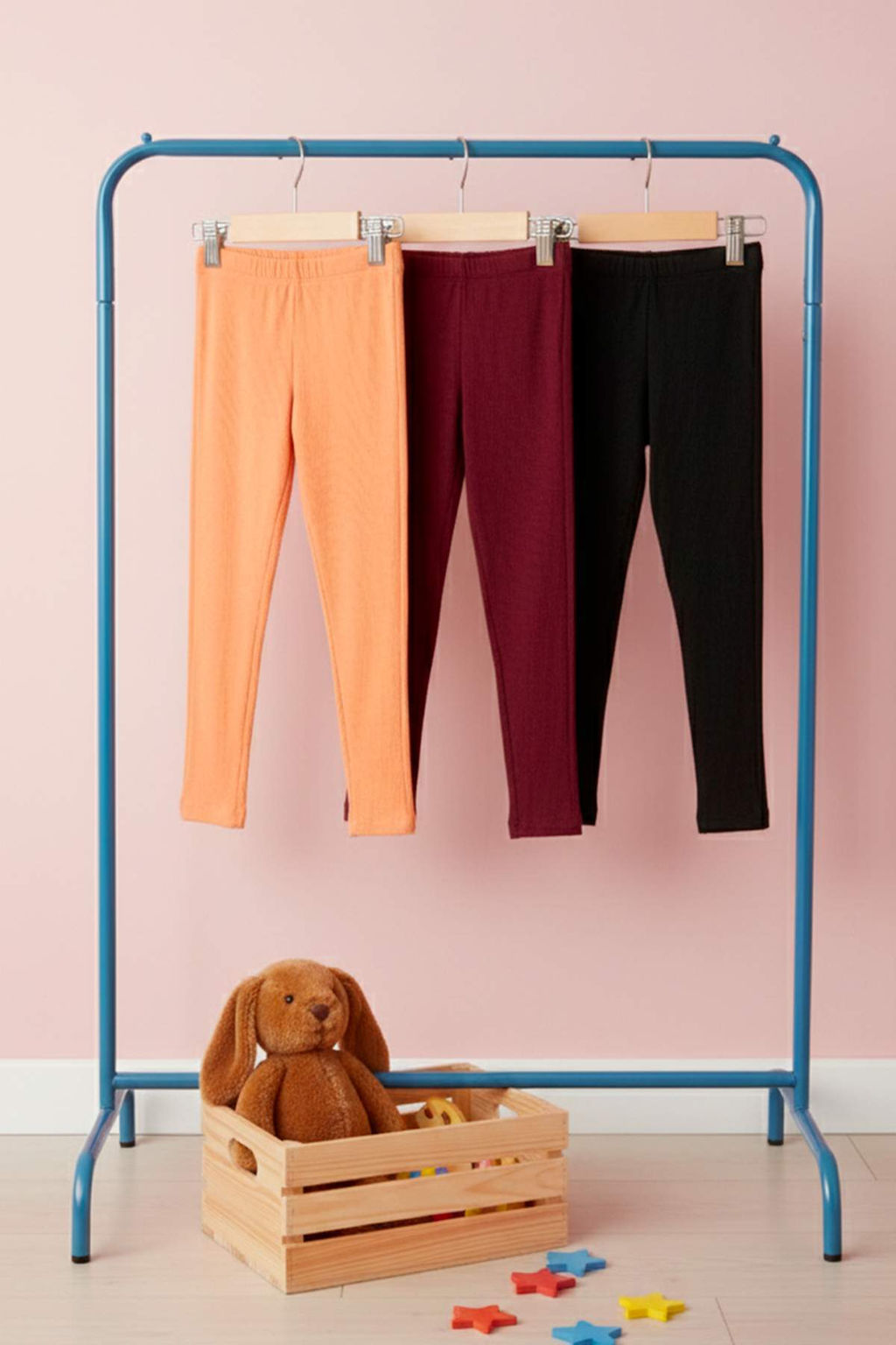 Siyah-Pudra-Bordo Pamuklu 3lu K?z Cocuk Duz Orme Tayt TKDAW26TA00004 - Trendyolmilla фото 4