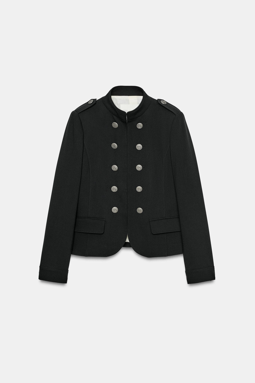 CHAQUETA ENTALLADA BOTONES HOMBRERAS / Negro