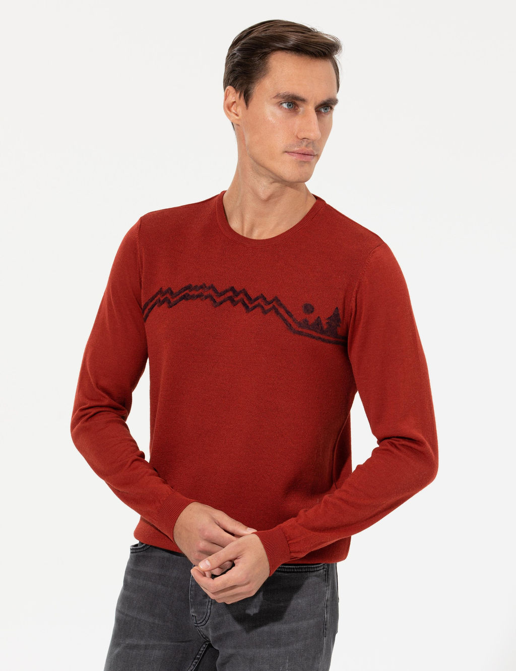 Трикотажный свитер узкого кроя с круглым вырезом Tile - Cacharel фото 4