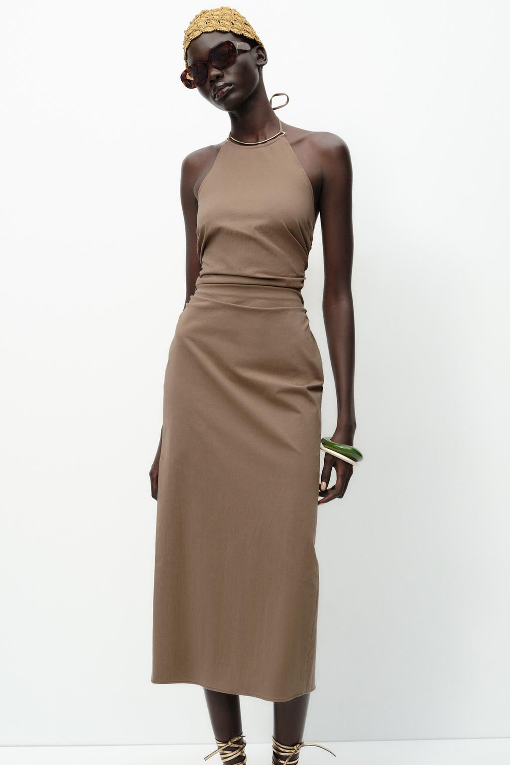 HALTER MIDI DRESS WITH DETAIL - Zara фото 2