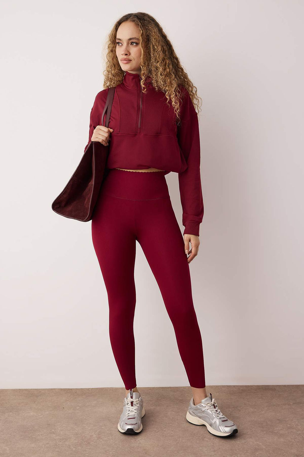 Bordo Mat Gorunumlu Toparlay?c? Spor Tayt THMAW26TY00019