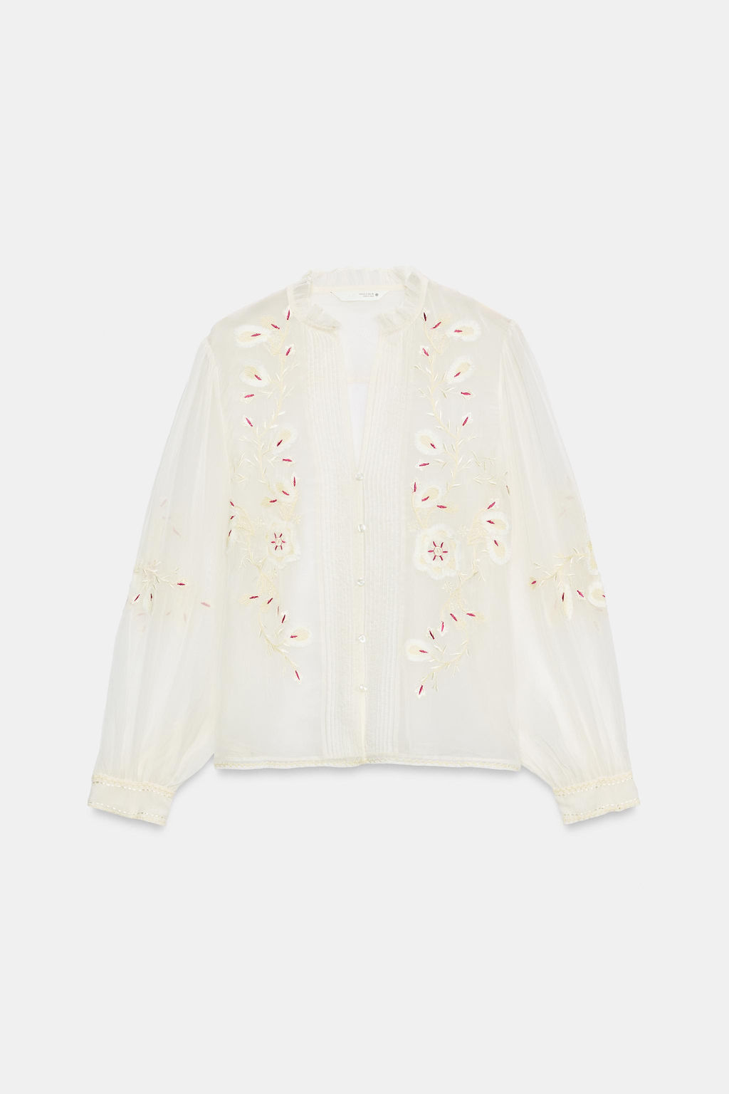 CAMISA ORGANZA BORDADOS ZW COLLECTION / Crudo - Zara фото 4