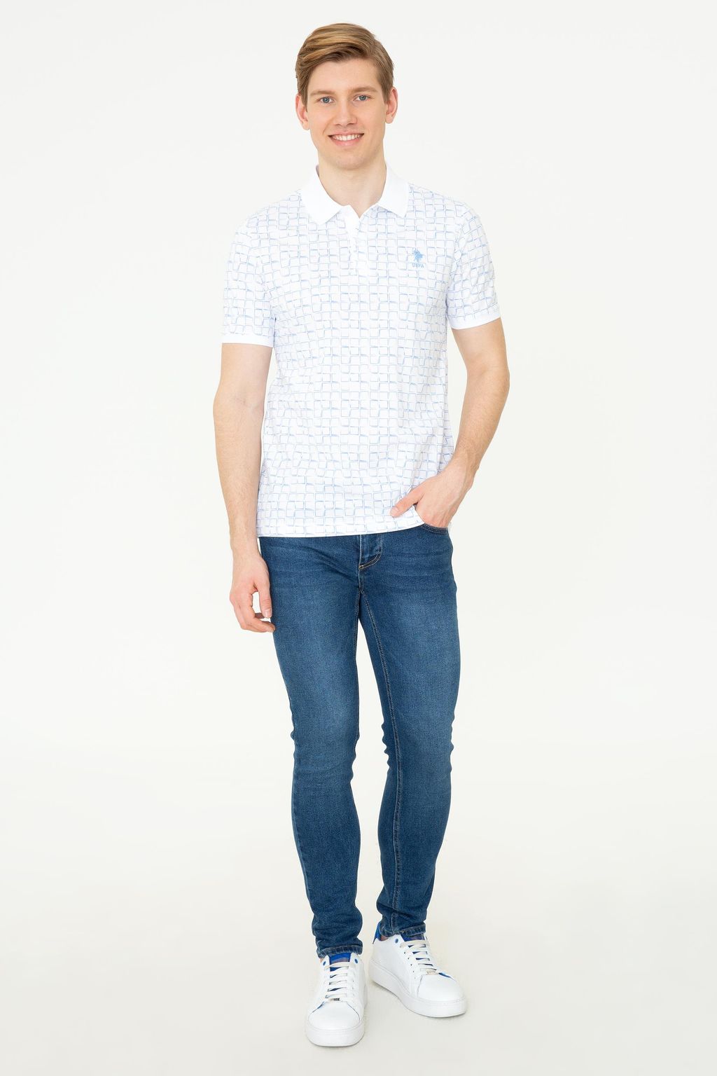 U. S. Polo Assn Мужская темно-синяя футболка с воротником-поло - U.s. polo assn фото 5