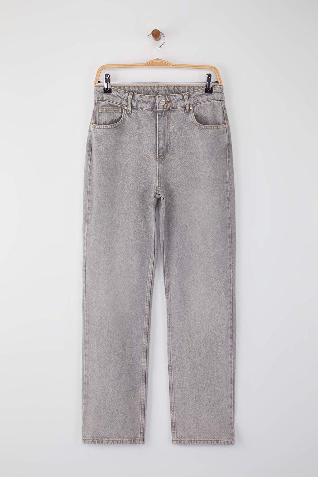 Ac?k Mavi Yuksek Bel Boru Paca Straight Duz Kesim Jeans TWOAW26JE00060 - Trendyolmilla фото 15