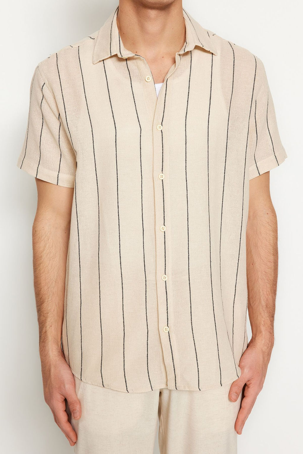 TRENDYOL MAN Premium Siyah Regular Fit Cizgili Dokulu Yazl?k Gomlek TMNSS23GO00063 - Trendyolmilla фото 17