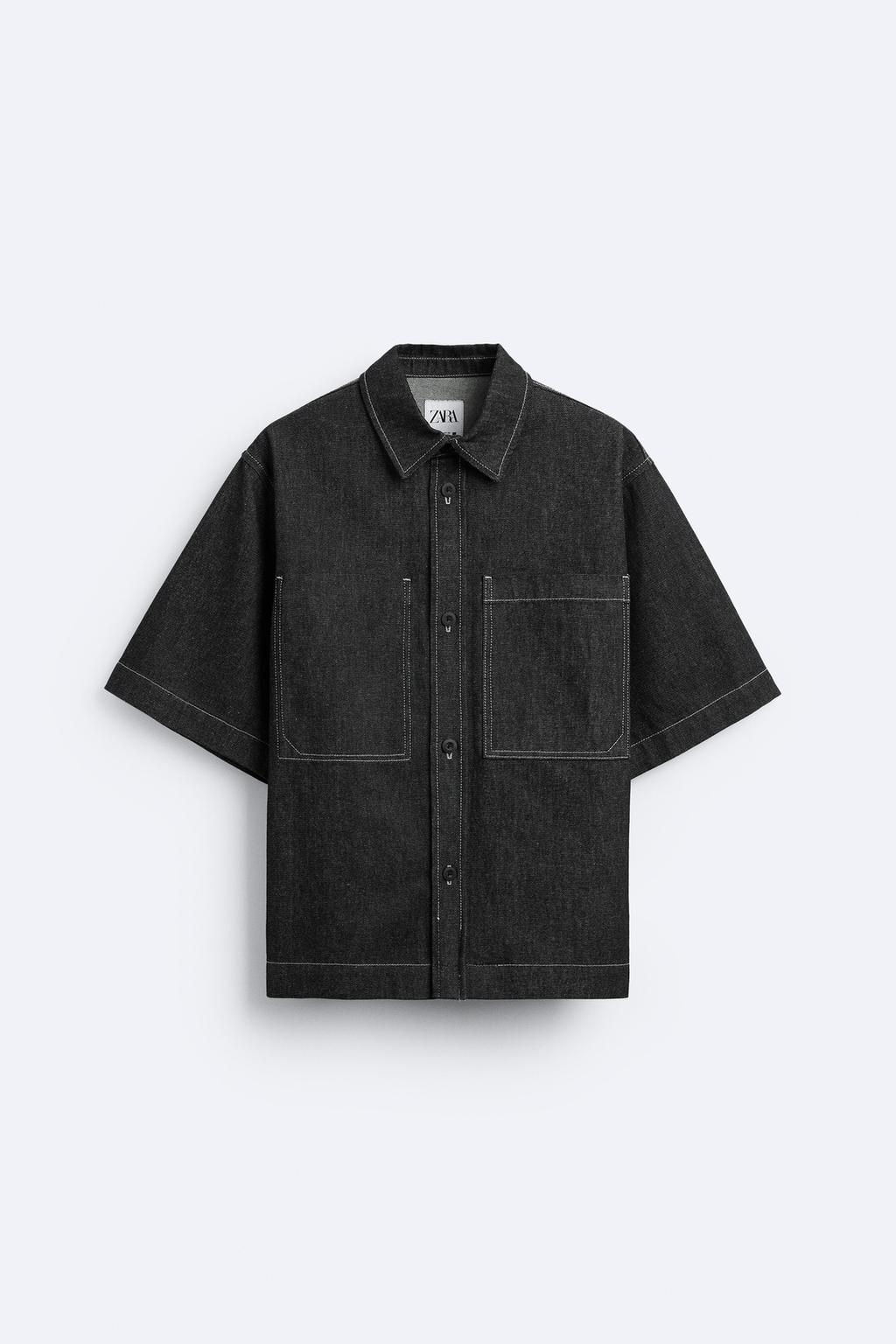 KONTRAST UST DIKISLI DENIM GOMLEK - Zara фото 7