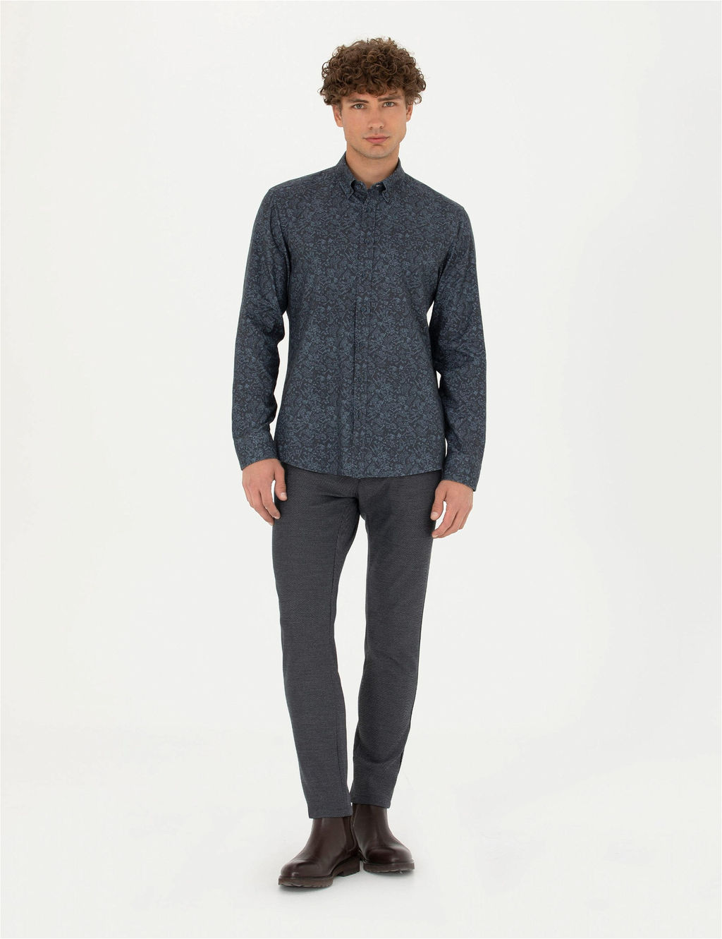 Lacivert Slim Fit Uzun Kollu G_mlek - Pierre cardin фото 4