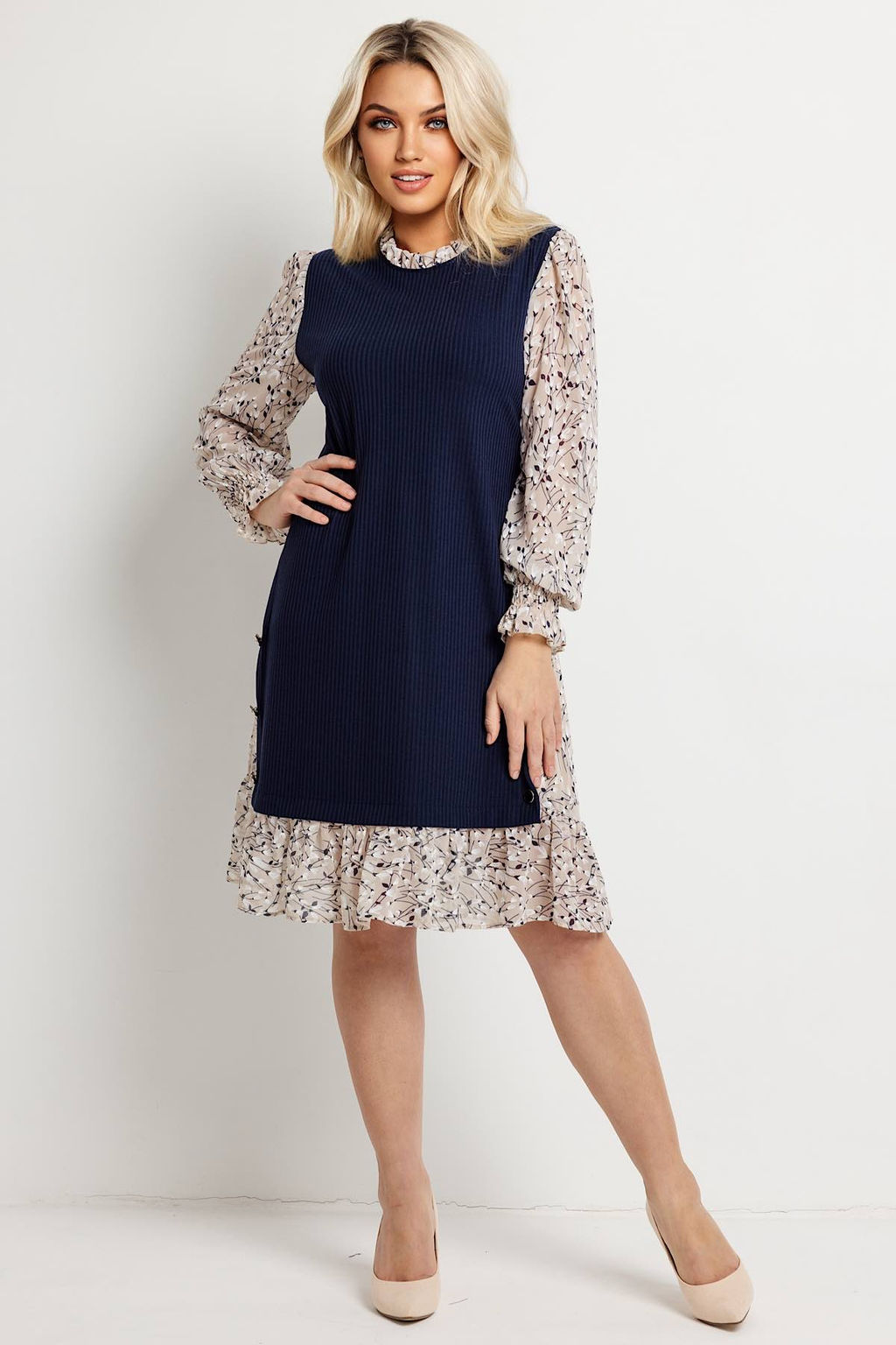 Платье женское 6165/04/Синий, бежевый