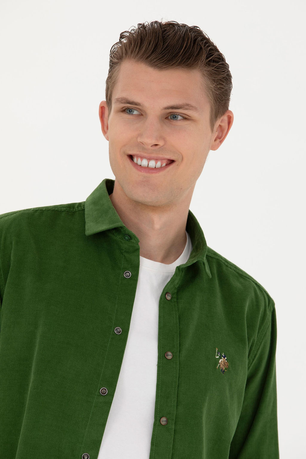 U. S. Polo Assn / Мужская зеленая рубашка с длинным рукавом - U.s. polo assn фото 9