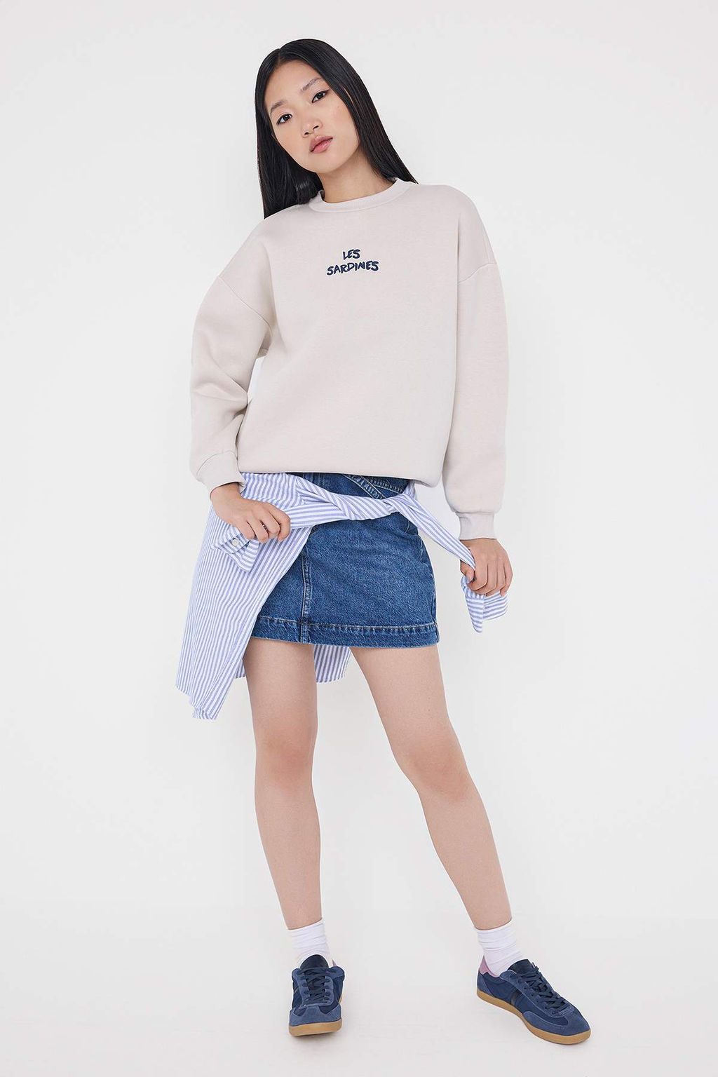 Teen Tas S?rt Bask?l? Oversize/Genis Kal?p Kal?n Ici Polarl? Orme Sweatshirt TWOAW26SW00118