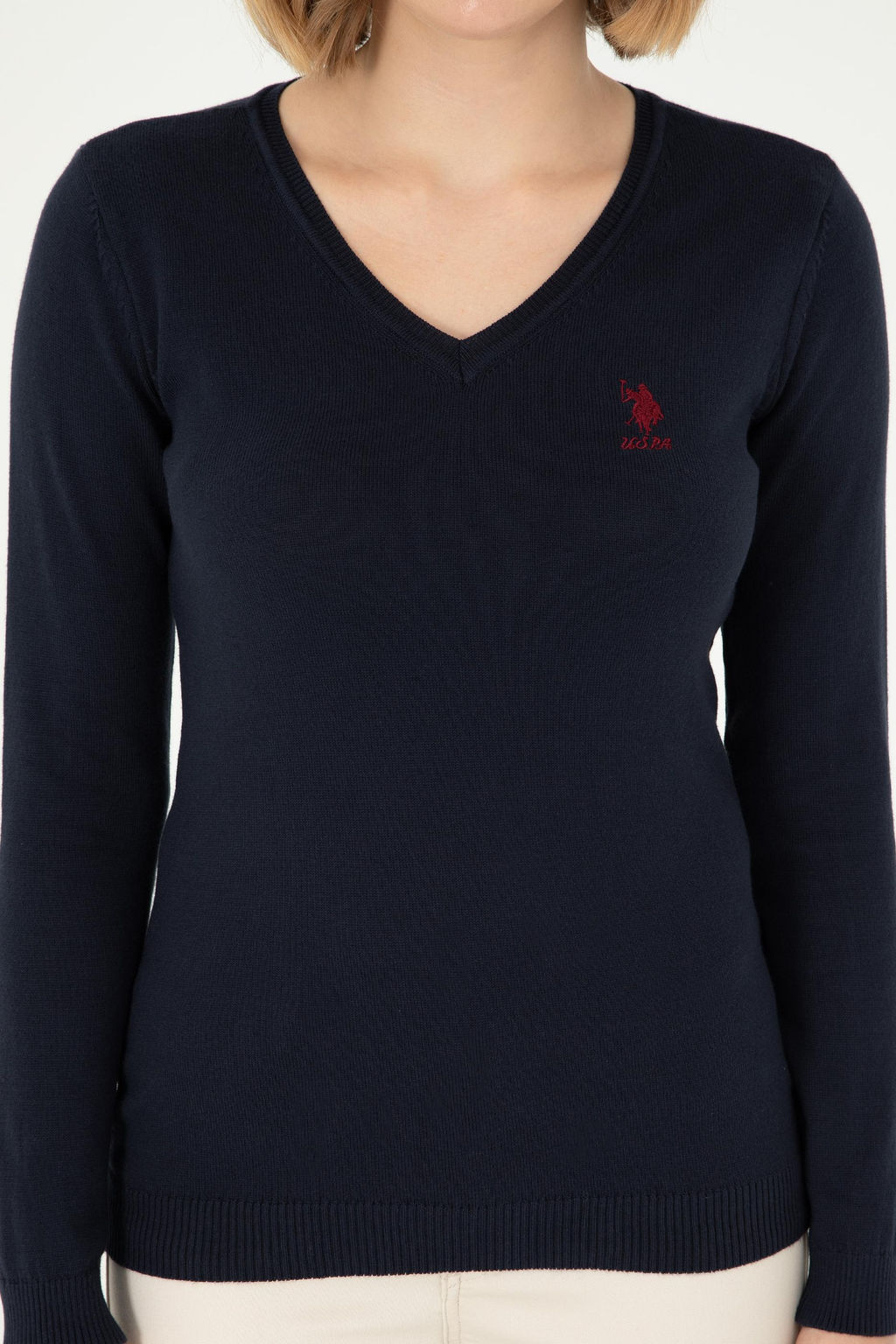 Женский темно-синий базовый свитер Неожиданная скидка в корзине - U.s. polo assn фото 6