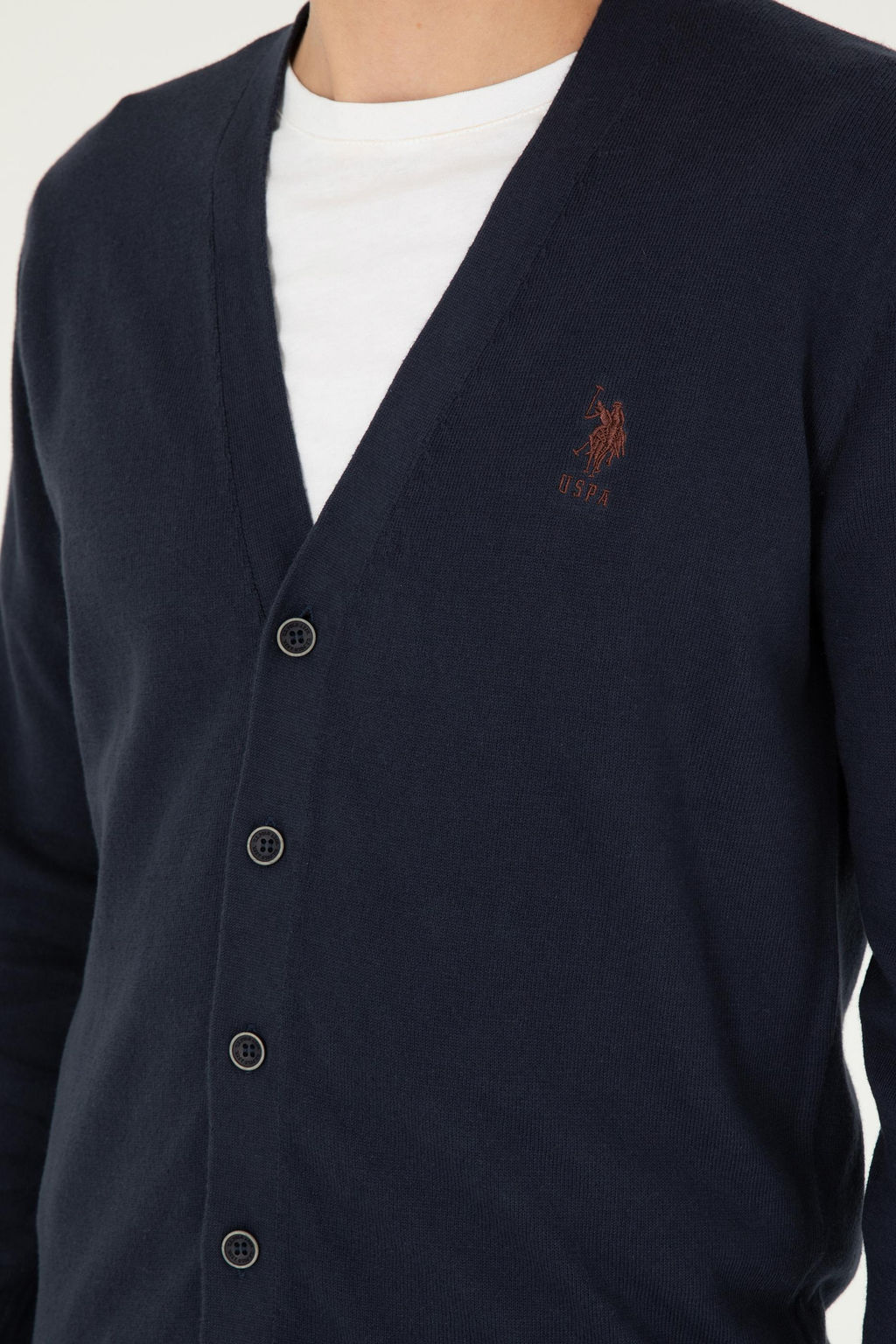 Мужской темно-синий базовый трикотажный кардиган - U.s. polo assn фото 7