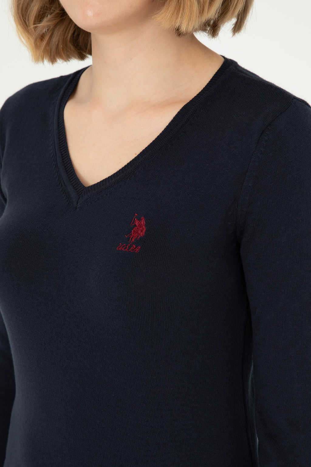 Женский темно-синий базовый свитер Неожиданная скидка в корзине - U.s. polo assn фото 7