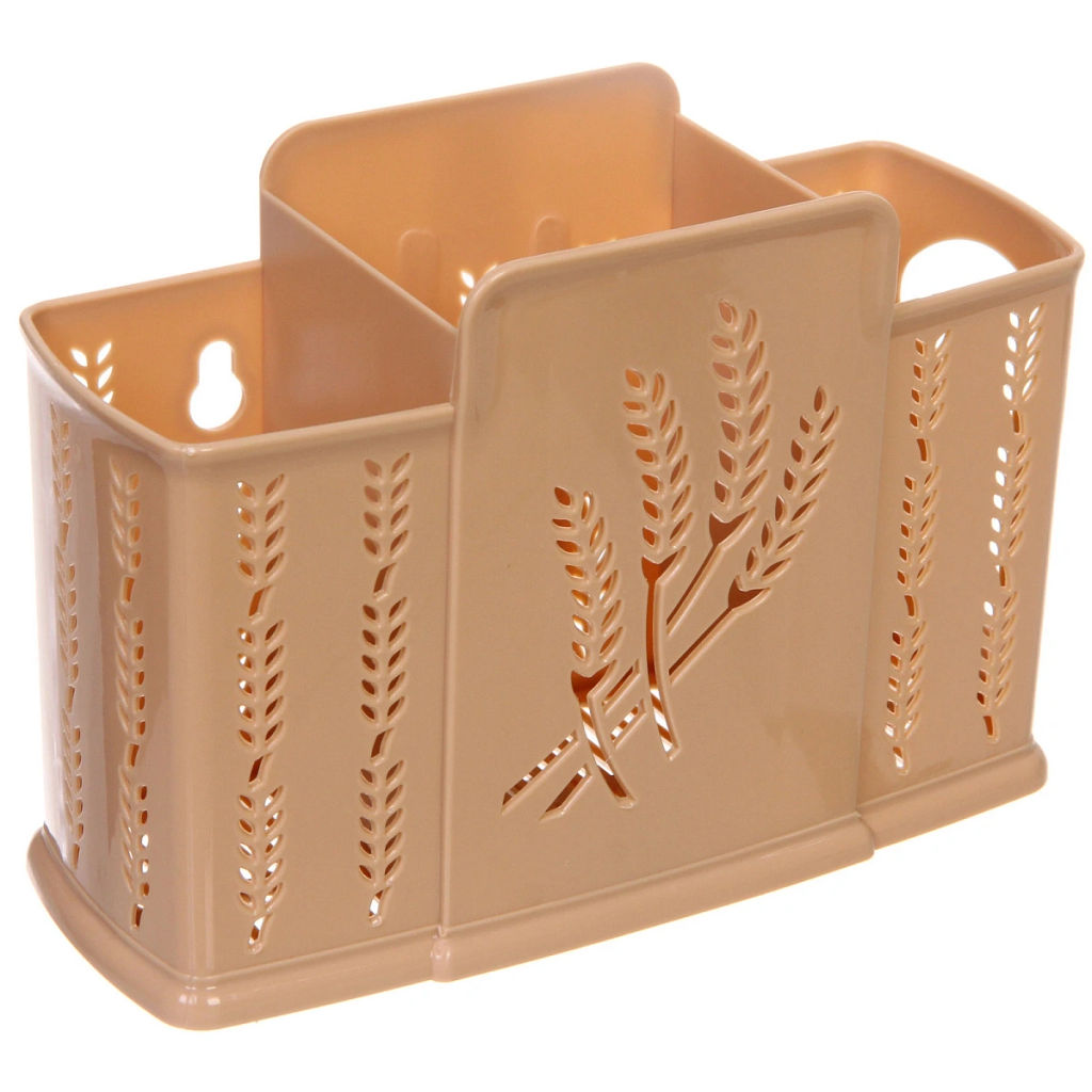 Цена за 2 шт. Подставка для столовых приборов пластиковая "Колосок" 19*13*7см 3секции