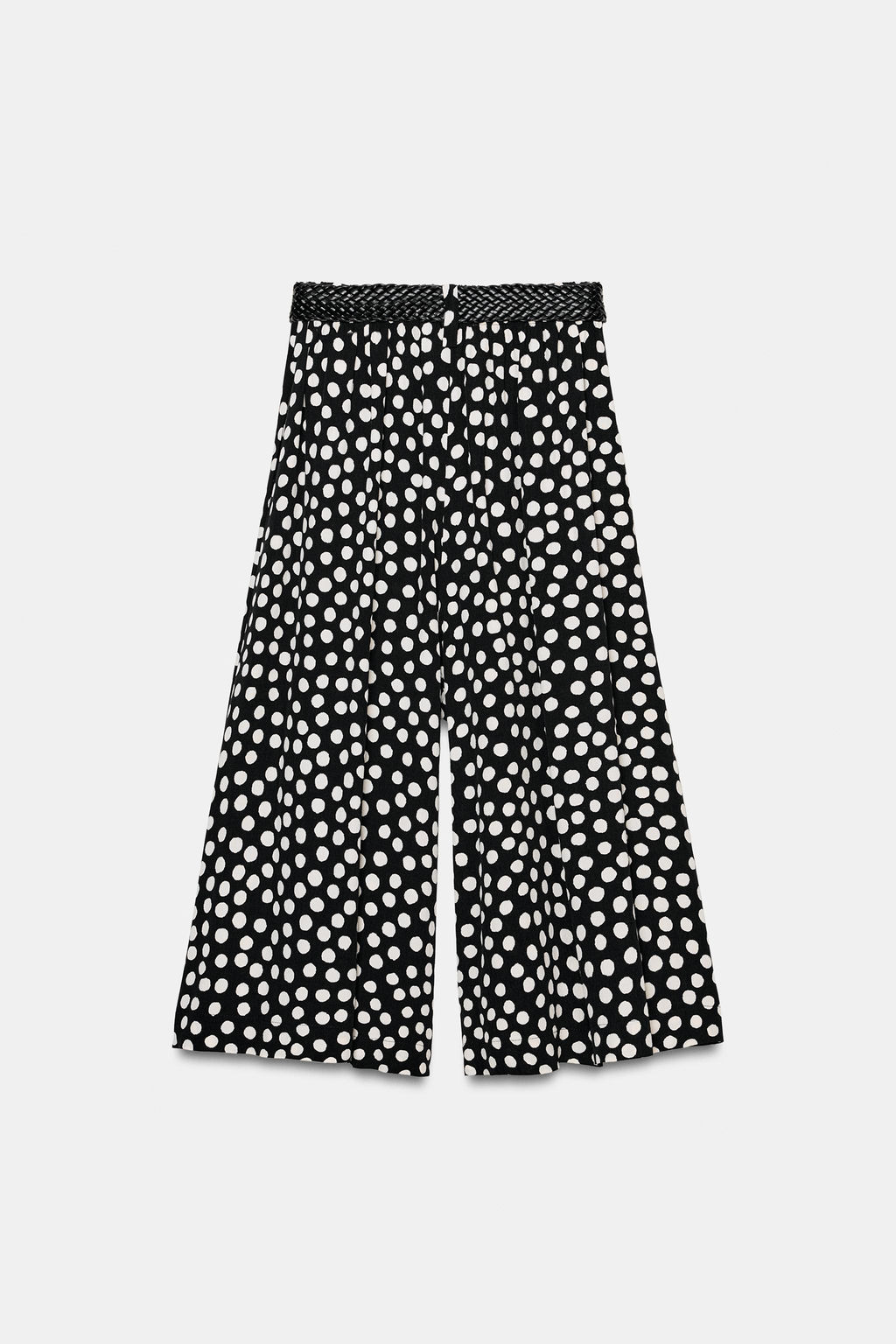 PANTAL?N CULOTTE LUNARES CINTUR?N / Negro / Blanco - Zara фото 9