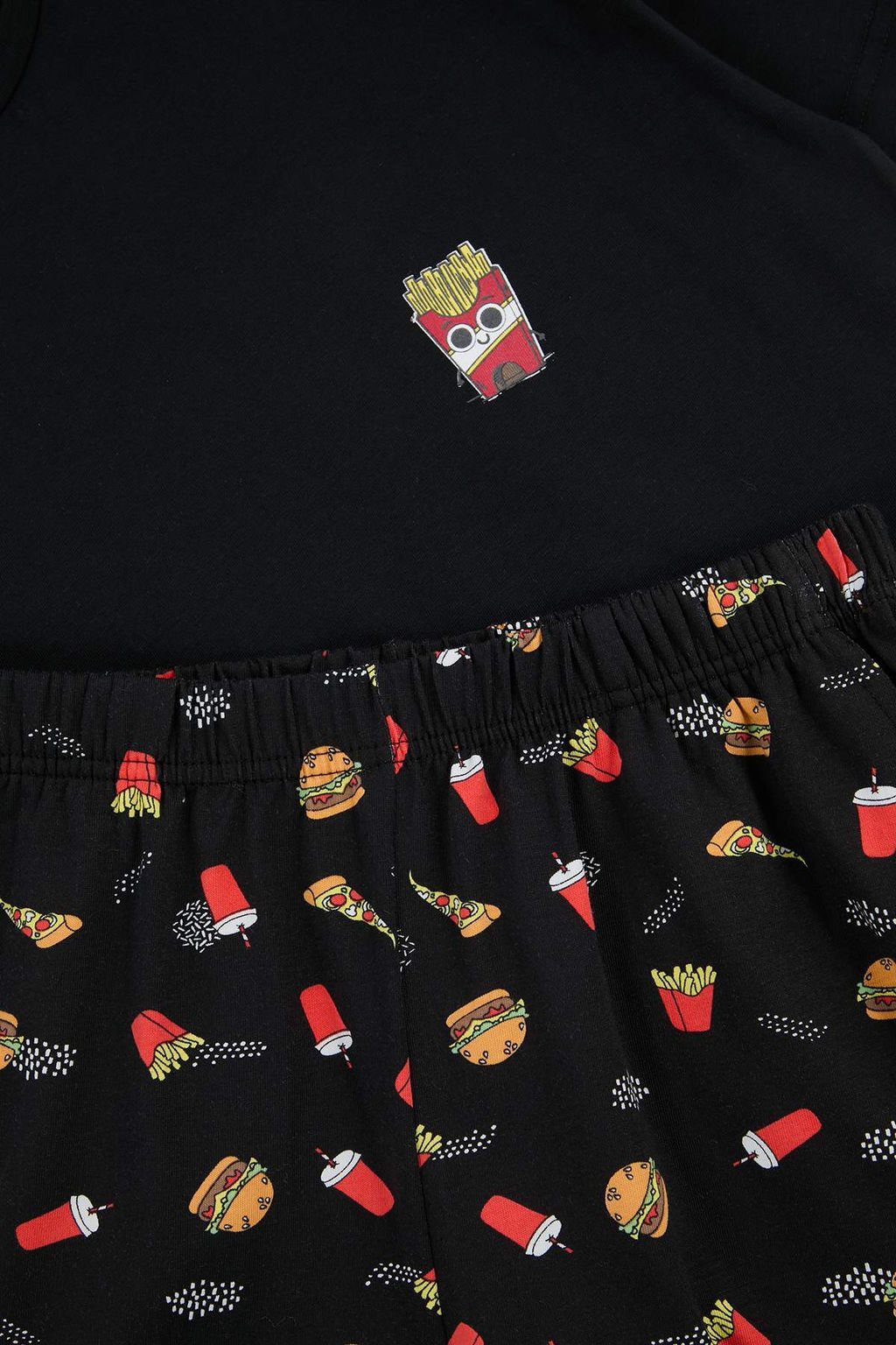 Siyah Regular Kesim Food Bask?l? Pamuklu Pijama Tak?m? TMNSS26PT00029 - Trendyolmilla фото 4