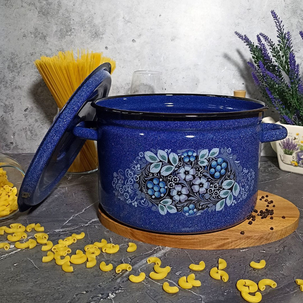 Кастрюля 7,0л 1с18с син. с зерн. Голубика - Стальэмаль фото 4