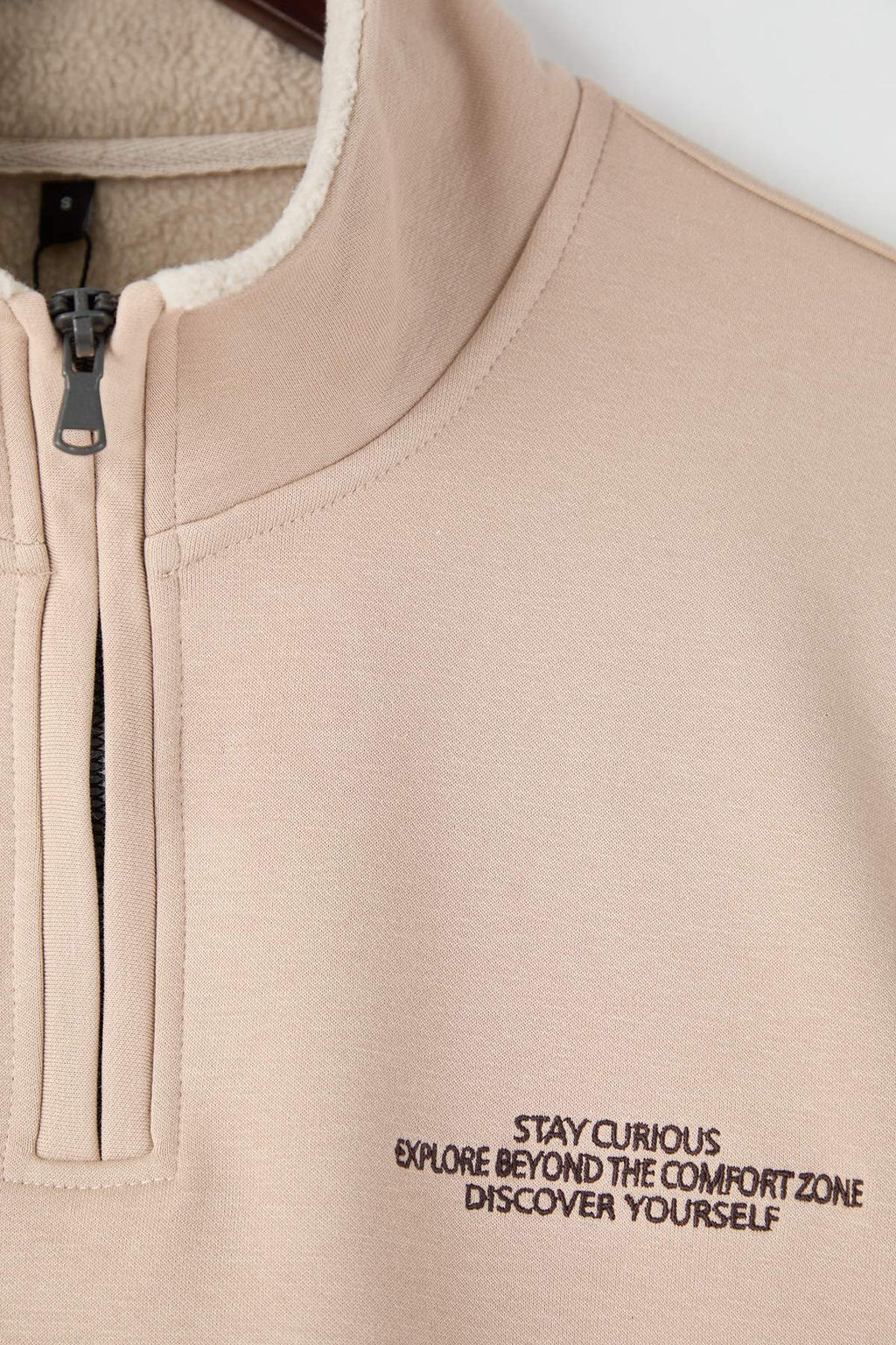 Bej Regular/Normal Kesim Dik Yaka Nak?sl? Ici Polarl? Sweatshirt TMNAW26SW00026 - Trendyolmilla фото 7