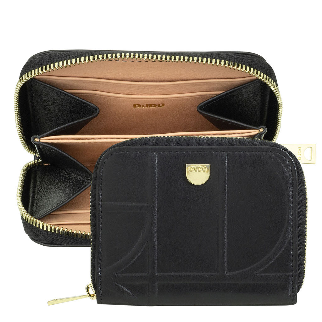 Итальянский кожаный кошелек для карт DuDu серии Hokkaido | черно-пудровый