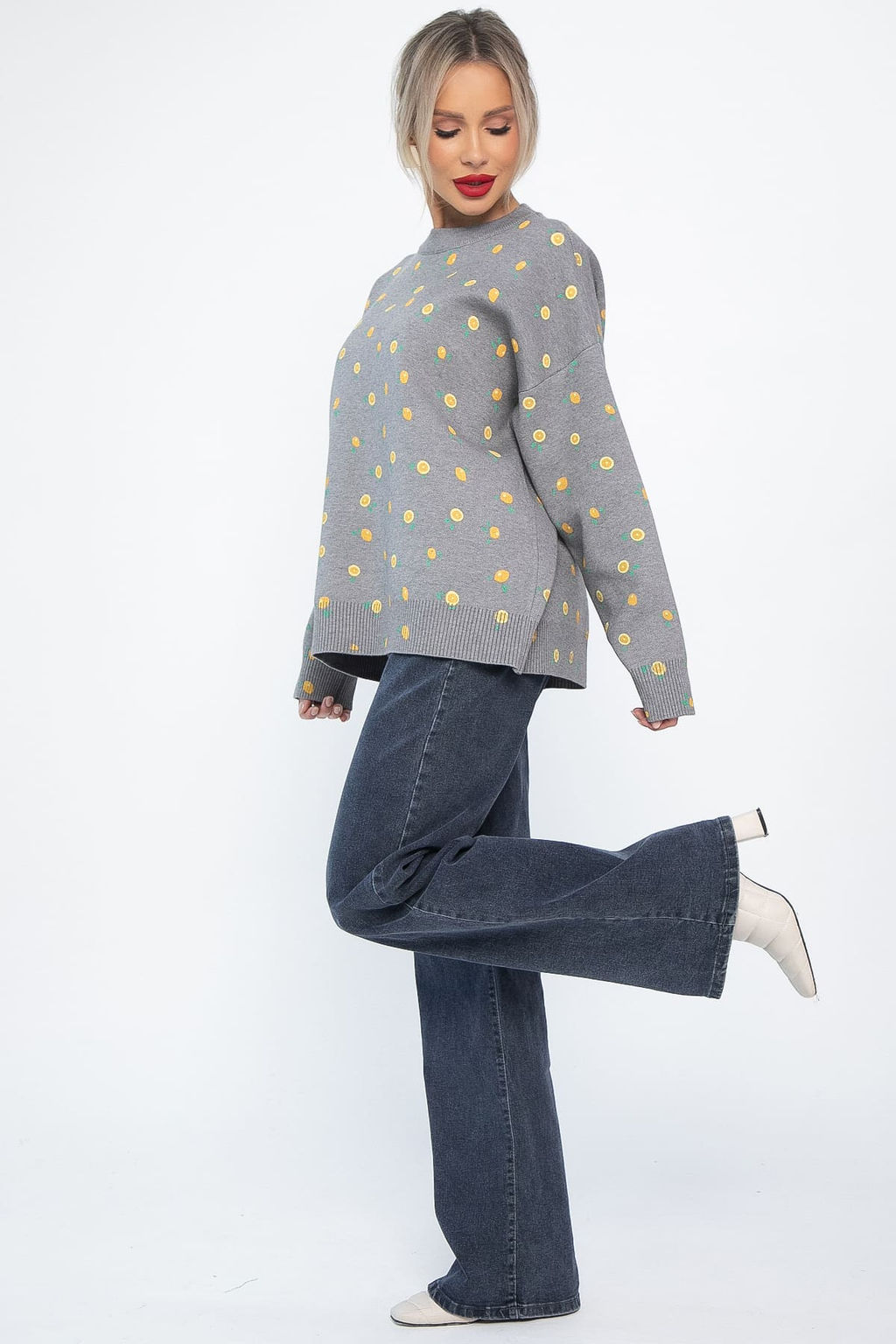 Свитер оверсайз Анита (серый) Б14759-1М