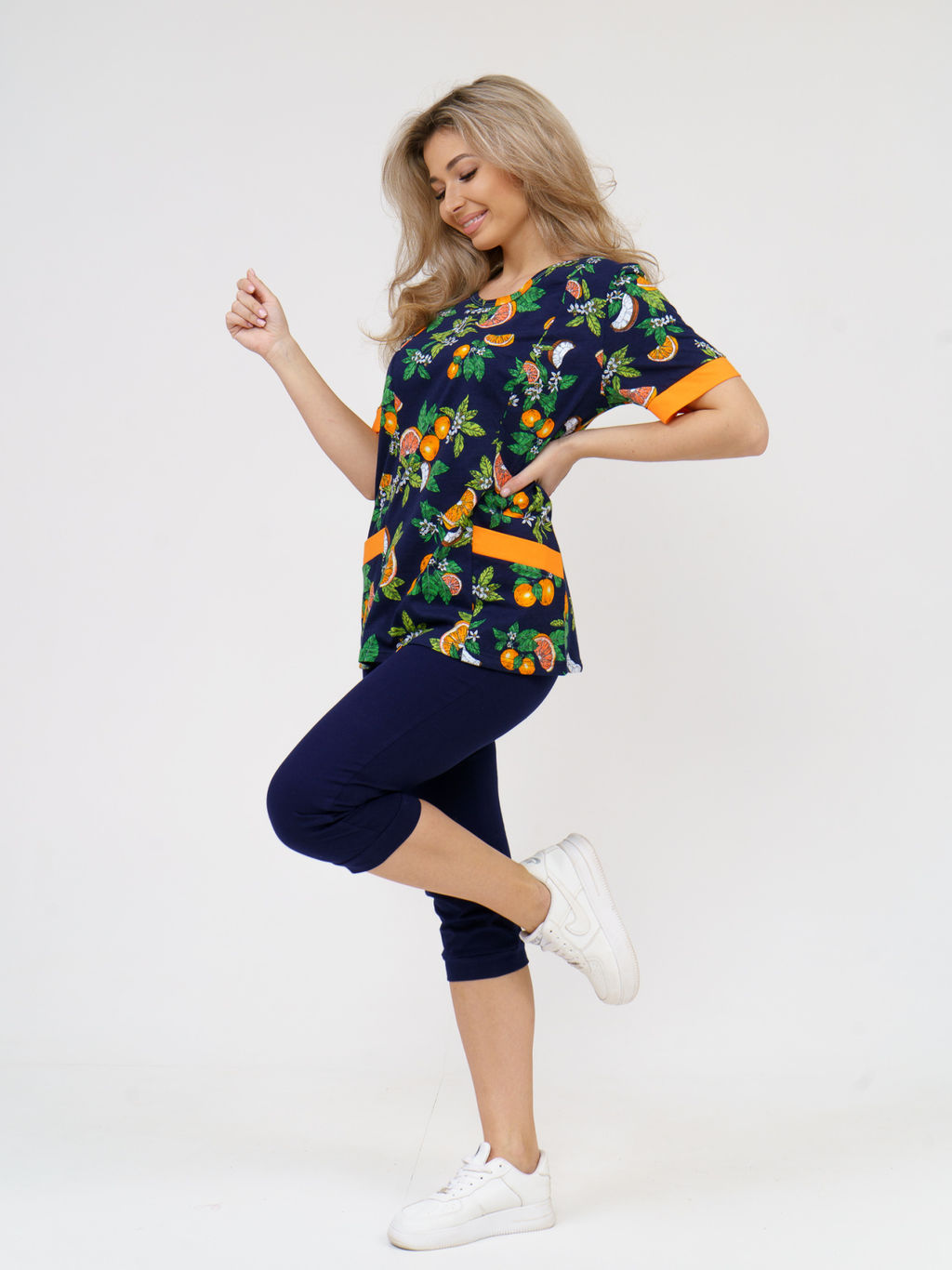 808 Костюм "т.синий/апельсин"