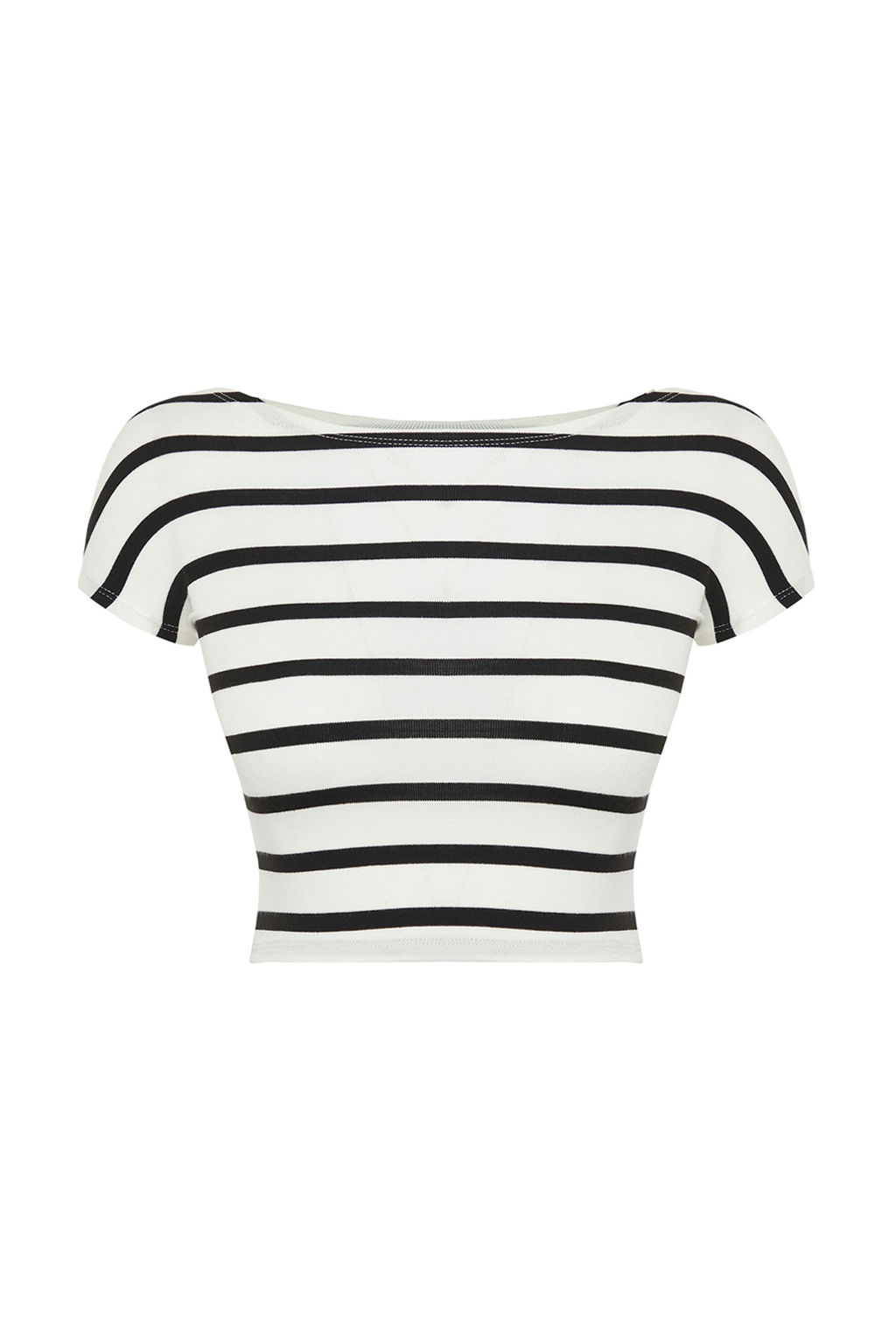 Trendyolmilla Siyah Bisiklet Yaka Ay Kol Fitted/Vucuda Oturan Crop Orme Bluz TWOSS24BZ00446  фото 7