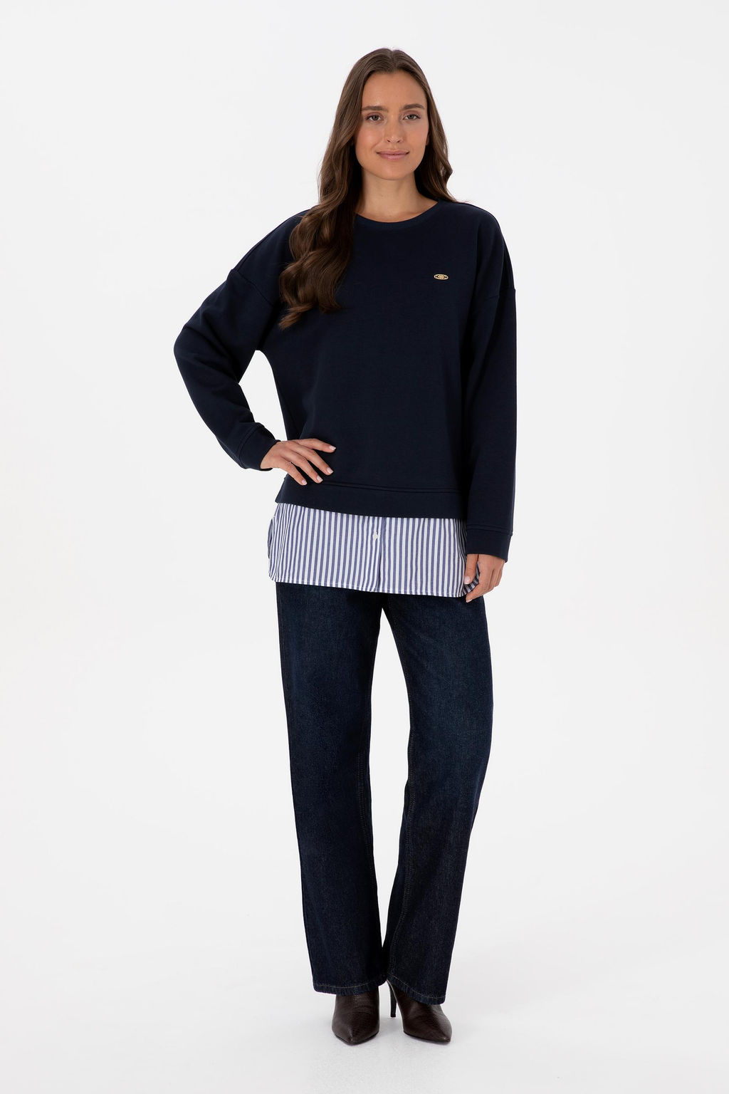 Kad_n Lacivert G_mlek Detayl_ Bisiklet Yaka Sweatshirt - U.s. polo assn фото 4