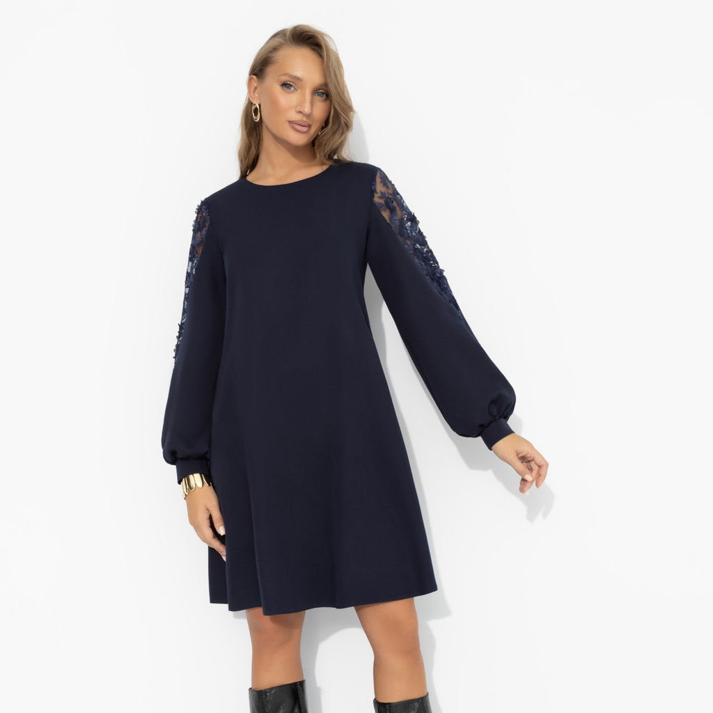 Платье с ажурными рукавами, Секрет любви (синее) - Charutti фото 8