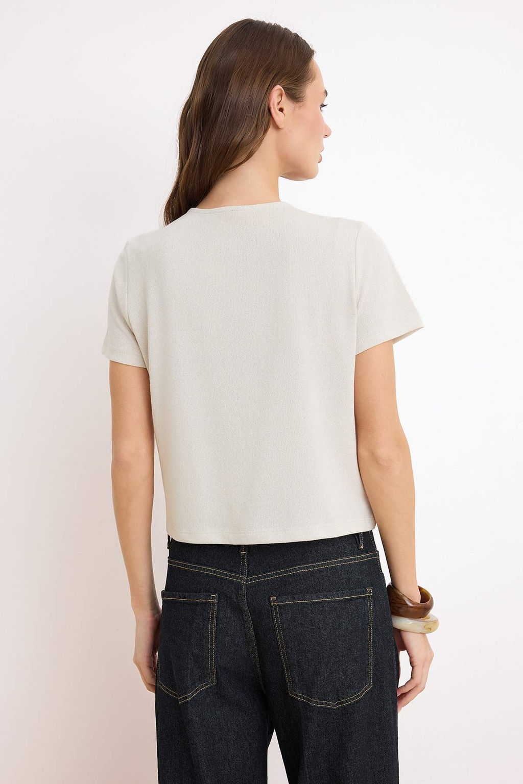 Kiremit Regular/Normal Kal?p Aksesuar Detayl? Triko gorunumlu Orme Bluz TWOSS26BZ00026 - Trendyolmilla фото 8