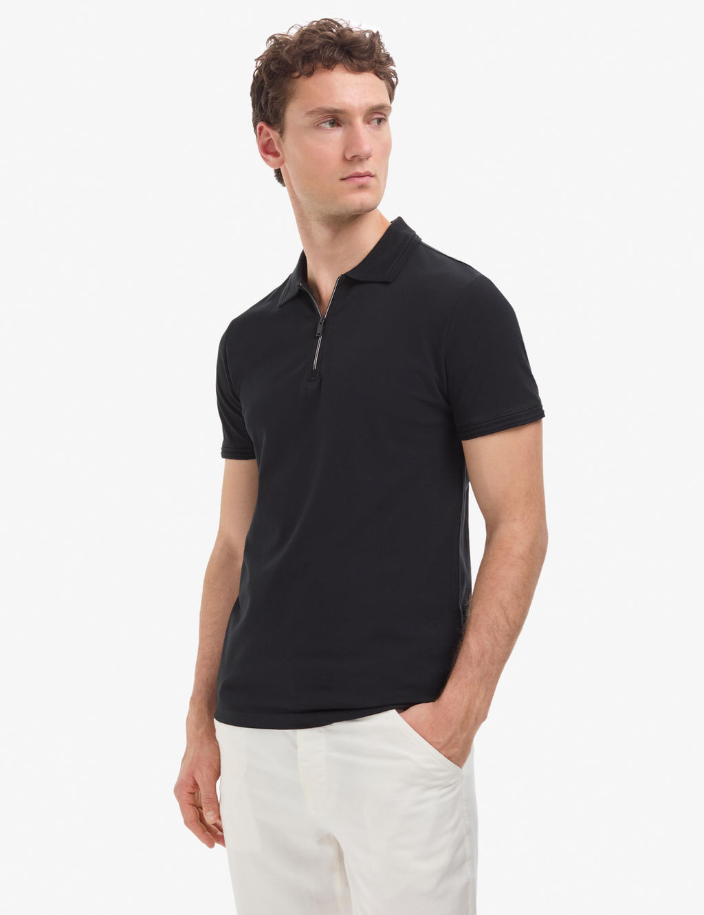Siyah Slim Fit %100 Pamuk K_vr_lmaz Polo Yaka Basic Ti__rt