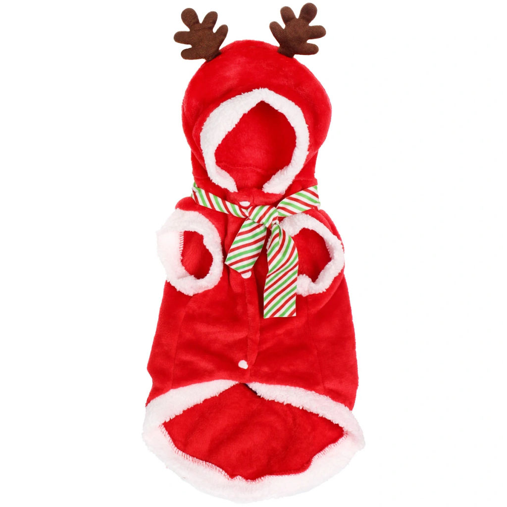 Кофта плюшевая с капюшоном для собак мелких пород "Олень Рудольф", размер XL (50*40см)