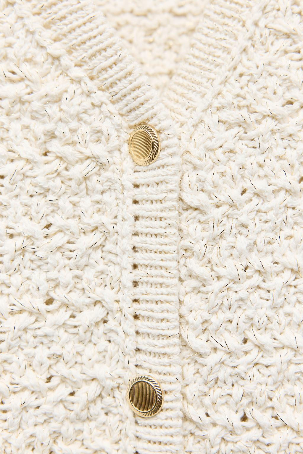 KNIT CARDIGAN WITH METALLIC THREAD DETAIL - Zara фото 5