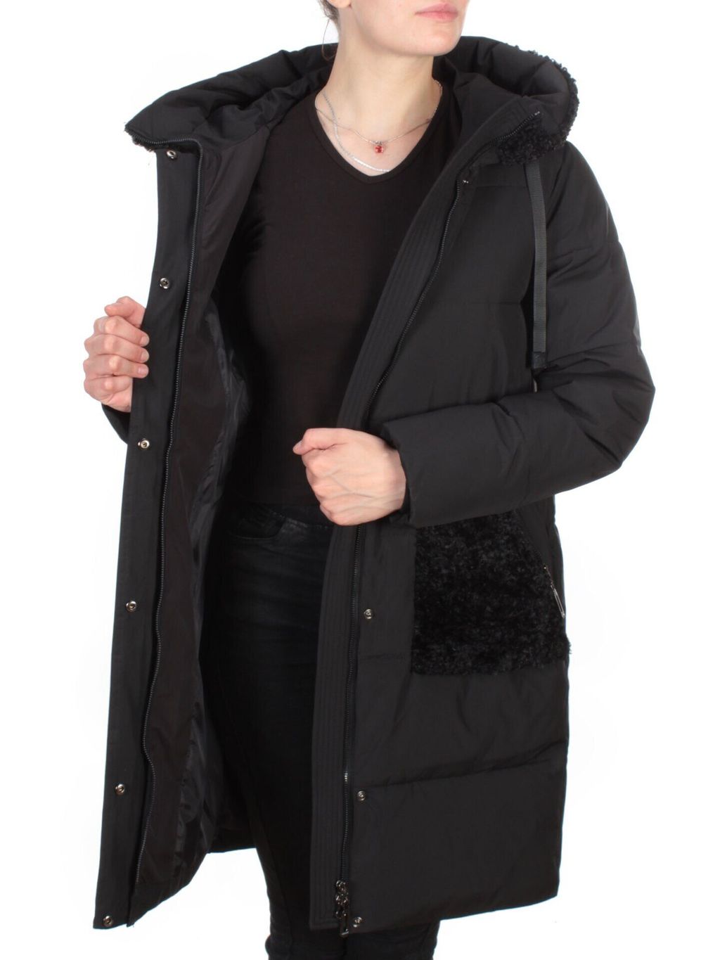 2197-2 BLACK Пальто зимнее женское OLAYEETE (200 гр. холлофайбера) - Fashion фото 9