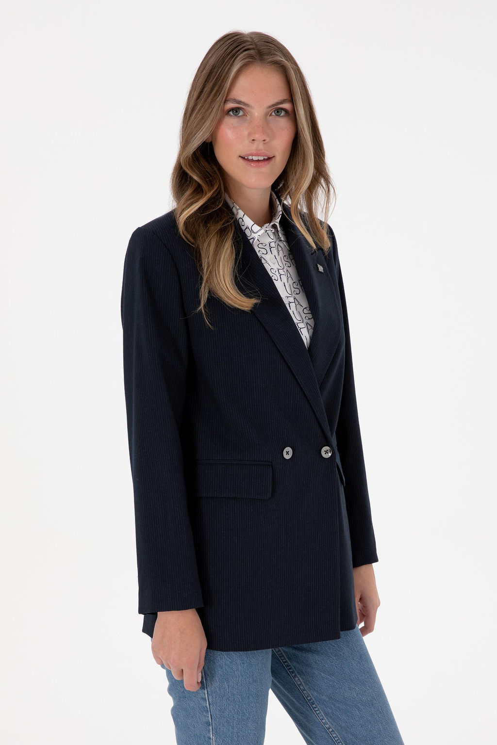 Kad_n Lacivert _izgili Ceket Sepette S_rpriz _ndirim - U.s. polo assn фото 3