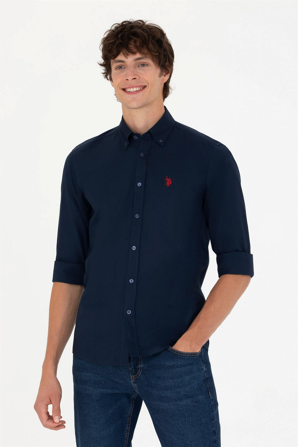 U. S. Polo Assn Мужская темно-синяя базовая рубашка с длинным рукавом - U.s. polo assn фото 3