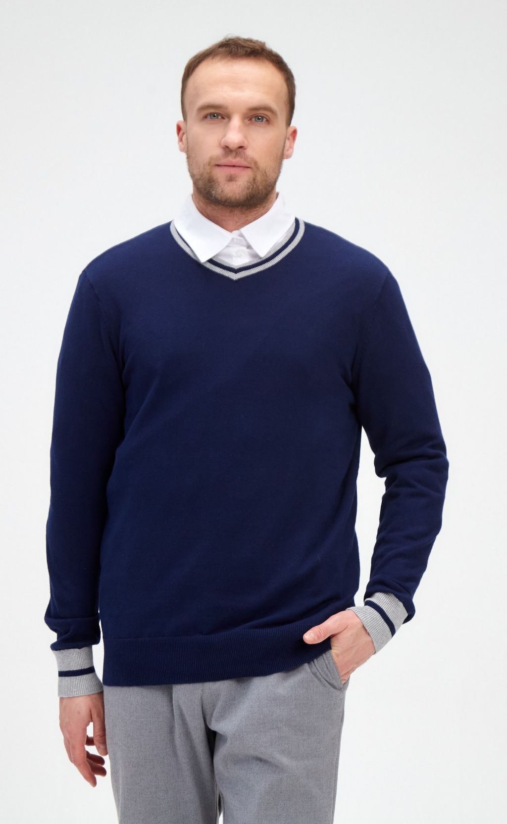 Пуловер F221-15-833 d.blue-grey melange - Fine joyce фото 4