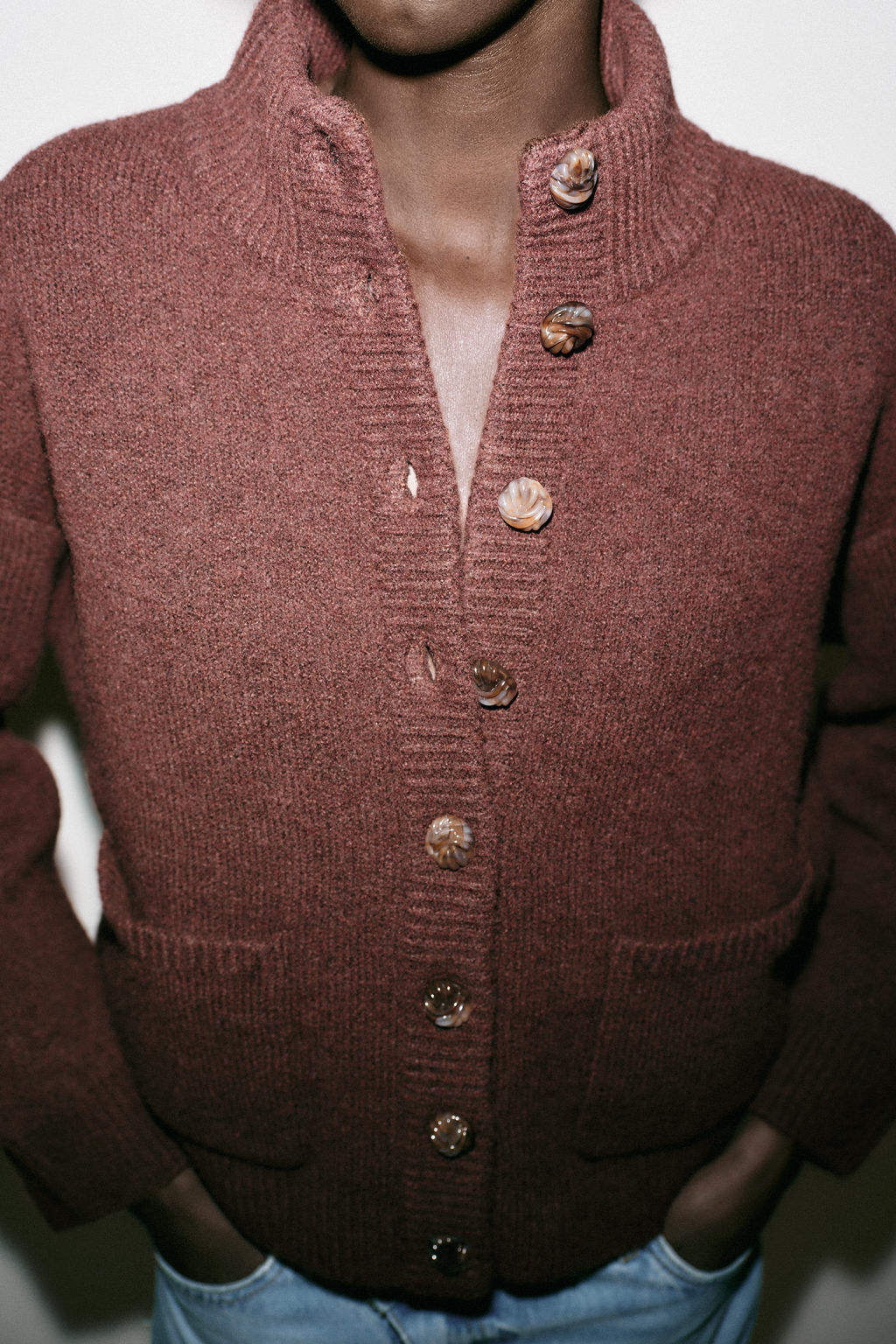 HIGH NECK KNIT CARDIGAN - Zara фото 3