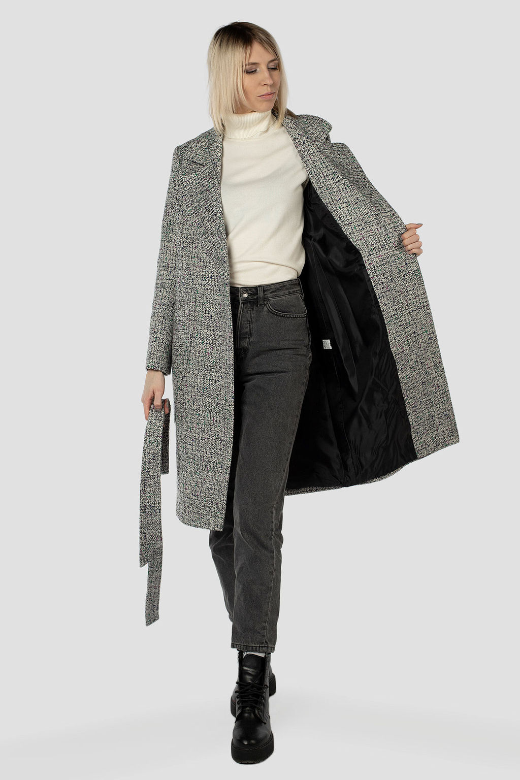 01-07208 Пальто женское демисезонное(пояс) - El podio фото 2