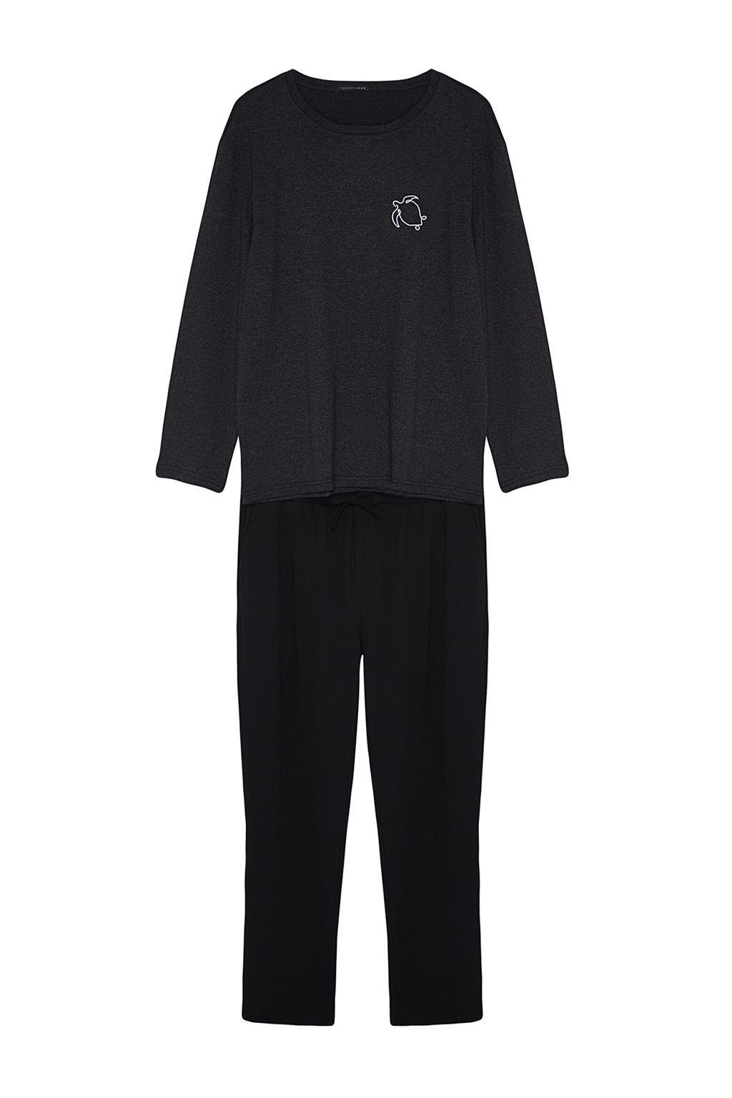 TRENDYOL MAN Erkek Antrasit Regular Fit Bask?l? Orme Pijama Tak?m? TMNAW24PT00038 - Trendyolmilla фото 7