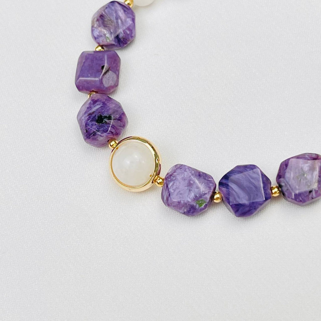 Браслет из Чароита и Лунного камня - Радуга самоцветов фото 3