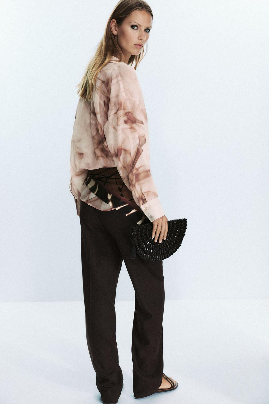 TIE-DYE PRINT COTTON GAUZE BLOUSE - Zara фото 3