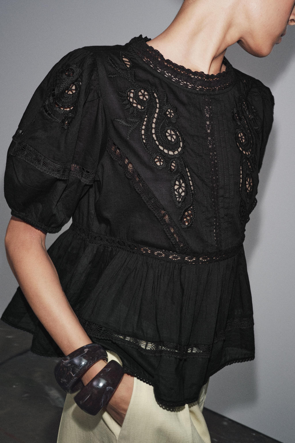 ZW COLLECTION ROMANTIC EMBROIDERED BLOUSE - Zara фото 9