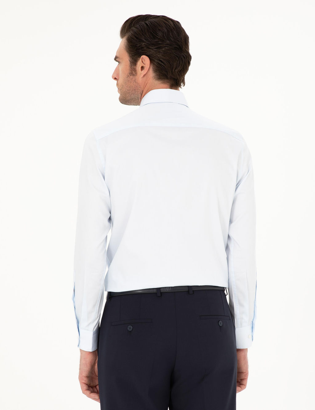 Голубая классическая хлопковая рубашка приталенного кроя - Cacharel фото 5